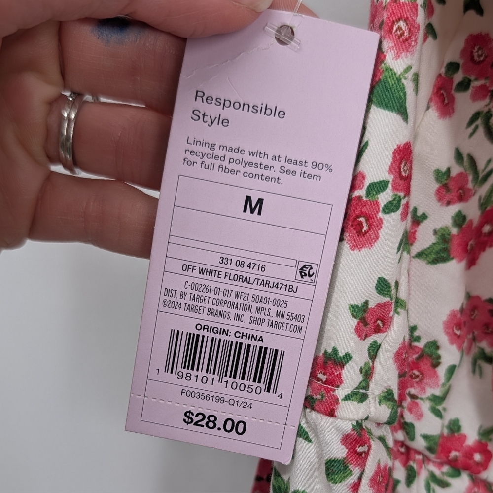 NWT Wild Fable Floral Flouncy Sleeveless Basque Waste Smocked Back Romper Medium - Picture 4 of 9